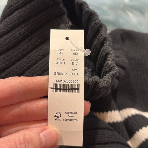 NWT J. Crew Cotton Turtleneck Sweater in Black Stripe Sz XXS - Picture 8 of 10